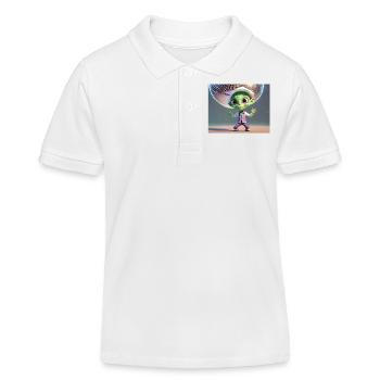 niedliche kleine grüne retro vintage alien tanzen - Kinder Organic Poloshirt Mini Sprinter von Stanley/Stella - Weiß - Vorne
