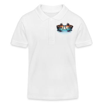 Sunglasses with palm trees - Kids Organic Polo Shirt by Stanley/Stella - white - Front