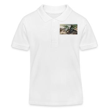 A realistic majestical green dragon is laying - Kids Organic Polo Shirt by Stanley/Stella - white - Front