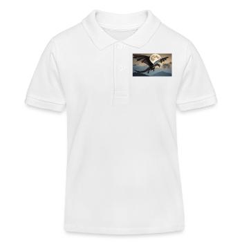 A realistic majestical dark dragon is posing - Kids Organic Polo Shirt by Stanley/Stella - white - Front