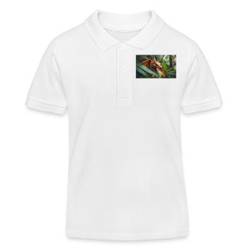 A realistic majestical orange dragon is hunting - Kids Organic Polo Shirt by Stanley/Stella - white - Front