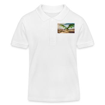 A realistic majestical green dragon is flying - Kids Organic Polo Shirt by Stanley/Stella - white - Front