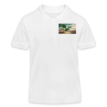 A realistic majestical green dragon is flying - Kids Organic Polo Shirt by Stanley/Stella - white - Front