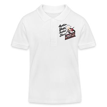 Celebratory Cake Slice Another Year Another Slice! - Kids Organic Polo Shirt by Stanley/Stella - white - Front