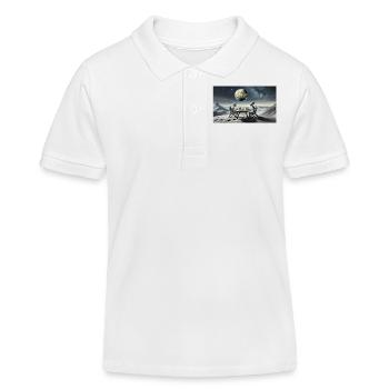 grey alien on the moon surface – eating dinner - Kids Organic Polo Shirt by Stanley/Stella - white - Front