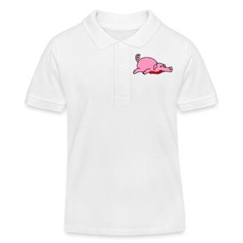 Bewusstloses Totes Schwein Grillen Essen Fleisch - Kinder Organic Poloshirt Mini Sprinter von Stanley/Stella - Weiß - Vorne