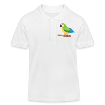 Parrot colorful macaw bird on branch - Kids Organic Polo Shirt by Stanley/Stella - white - Front
