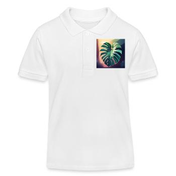 Monstera Leaf - Kinder Organic Poloshirt Mini Sprinter von Stanley/Stella - Weiß - Vorne
