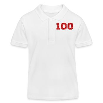 Number 100 Red Glitter - 100th Anniversary - Kids Organic Polo Shirt by Stanley/Stella - white - Front