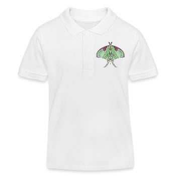 Art Nouveau Inspired Luna Moth - Kids Organic Polo Shirt by Stanley/Stella - white - Front
