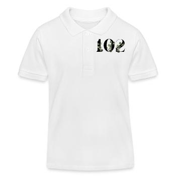 Numéro 102 floral vert - 102e anniversaire floral - Polo enfant bio Stanley/Stella - blanc - Devant