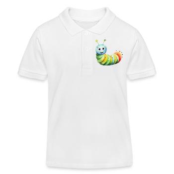 Chenille classe classe animale chenille - Polo enfant bio Stanley/Stella - blanc - Devant