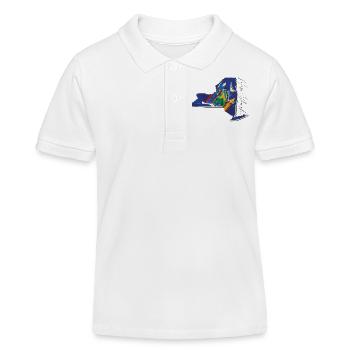 New York (United States) | Real Flag | Flag Map Script - Kids Organic Polo Shirt by Stanley/Stella - white - Front