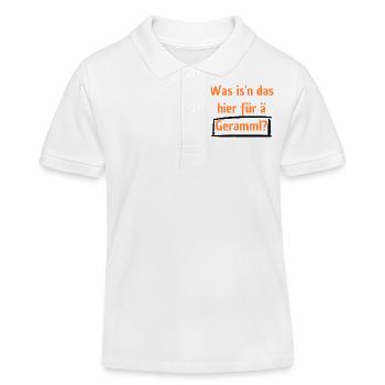 Was is n das hier für ä Gerammel? - Kinder Organic Poloshirt Mini Sprinter von Stanley/Stella - Weiß - Vorne