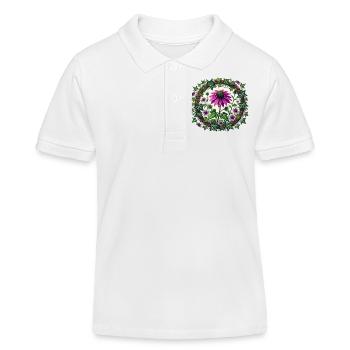 Lila Sonnenhut - Kinder Organic Poloshirt Mini Sprinter von Stanley/Stella - Weiß - Vorne
