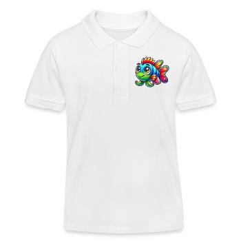 fish comic - Kinder Organic Poloshirt Mini Sprinter von Stanley/Stella - Weiß - Vorne