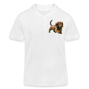 Dachshund puppy - Kids Organic Polo Shirt by Stanley/Stella - white - Front