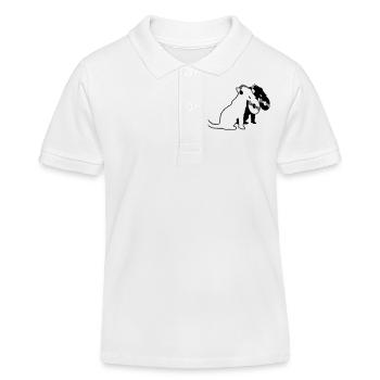 2 Hunde DJ Musik Club Disko Schallplatte Team Crew - Kinder Organic Poloshirt Mini Sprinter von Stanley/Stella - Weiß - Vorne