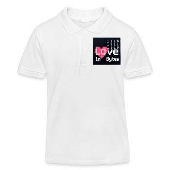 Love in Bytes Pixel Art - Kids Organic Polo Shirt by Stanley/Stella - white - Front