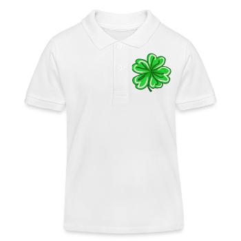 Trèfle peint à la main Lucky Leaf St patricks jour - Polo enfant bio Stanley/Stella - blanc - Devant