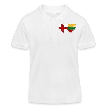 England Litauen Flagge Herzform used - Kinder Organic Poloshirt Mini Sprinter von Stanley/Stella - Weiß - Vorne