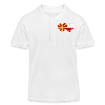 Macédoine Pologne Drapeau Coeur utilisé - Polo enfant bio Stanley/Stella - blanc - Devant