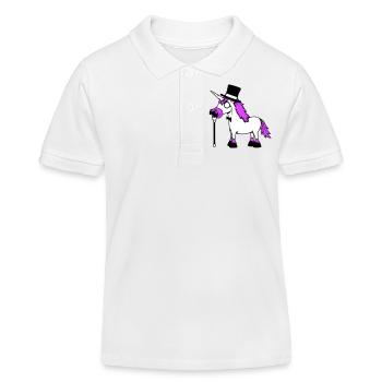 Einhorn Sir Gentleman Mr. reich Monokel Zylinder - Kinder Organic Poloshirt Mini Sprinter von Stanley/Stella - Weiß - Vorne