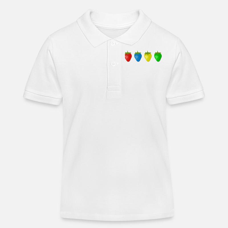 Fraises colorées - Polo enfant bio Stanley/Stella - blanc