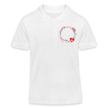 Kit de premiers secours ou pharmacie de voyage comme cadre - Polo enfant bio Stanley/Stella - blanc - Devant