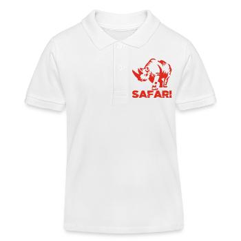 Safari et rhinocéros rouge - Polo enfant bio Stanley/Stella - blanc - Devant