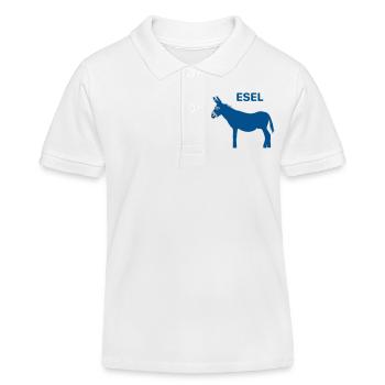 Esel in blau (und andere Farben) - Kinder Organic Poloshirt Mini Sprinter von Stanley/Stella - Weiß - Vorne