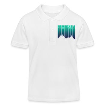 Birmingham Skyline Gradient - Kids Organic Polo Shirt by Stanley/Stella - white - Front