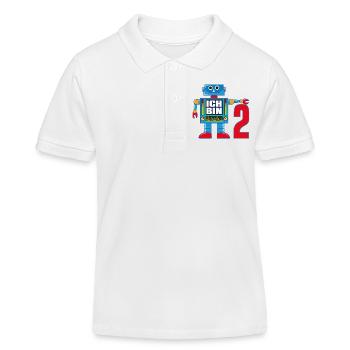 Ich bin 2 Jahre lustiger Roboter - Kinder Organic Poloshirt Mini Sprinter von Stanley/Stella - Weiß - Vorne
