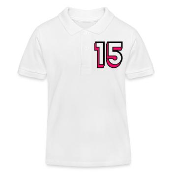 15. 15 YEARS. 15th ANNIVERSARY. BIRTHDAY 15 YEARS. - Kids Organic Polo Shirt by Stanley/Stella - white - Front