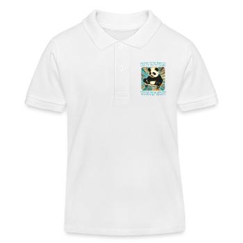 L’aventure de Panda sur roues - Polo enfant bio Stanley/Stella - blanc - Devant