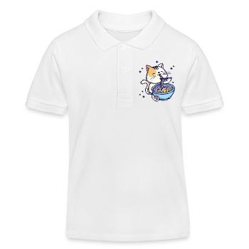 Katze Ramen Anime Japanisch Trickfilm Manga - Kinder Organic Poloshirt Mini Sprinter von Stanley/Stella - Weiß - Vorne