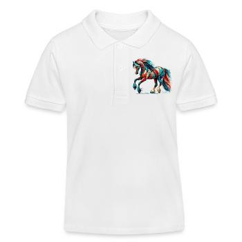 Horse - Kids Organic Polo Shirt by Stanley/Stella - white - Front