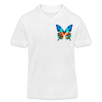 Schmetterling - Kinder Organic Poloshirt Mini Sprinter von Stanley/Stella - Weiß - Vorne