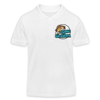Angeln mit Opa buntes Angelmotiv - Kinder Organic Poloshirt Mini Sprinter von Stanley/Stella - Weiß - Vorne