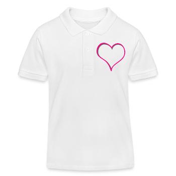 Rosa Herz - Kinder Organic Poloshirt Mini Sprinter von Stanley/Stella - Weiß - Vorne