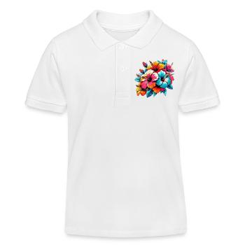 Fleurs d’hibiscus - Polo enfant bio Stanley/Stella - blanc - Devant