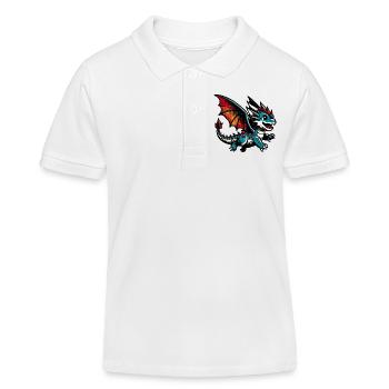 Drache - Kinder Organic Poloshirt Mini Sprinter von Stanley/Stella - Weiß - Vorne