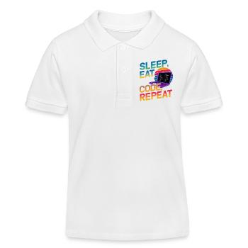 Sleep Eat Code Repeat Geschenk für Coder - Kinder Organic Poloshirt Mini Sprinter von Stanley/Stella - Weiß - Vorne