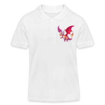 Drache - Kinder Organic Poloshirt Mini Sprinter von Stanley/Stella - Weiß - Vorne
