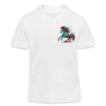 Pferd - Kinder Organic Poloshirt Mini Sprinter von Stanley/Stella - Weiß - Vorne