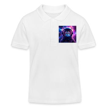 Space Cat - Kinder Organic Poloshirt Mini Sprinter von Stanley/Stella - Weiß - Vorne