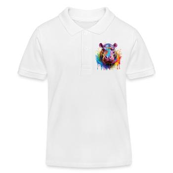 Colorful Hippo Color Explosion - Kids Organic Polo Shirt by Stanley/Stella - white - Front