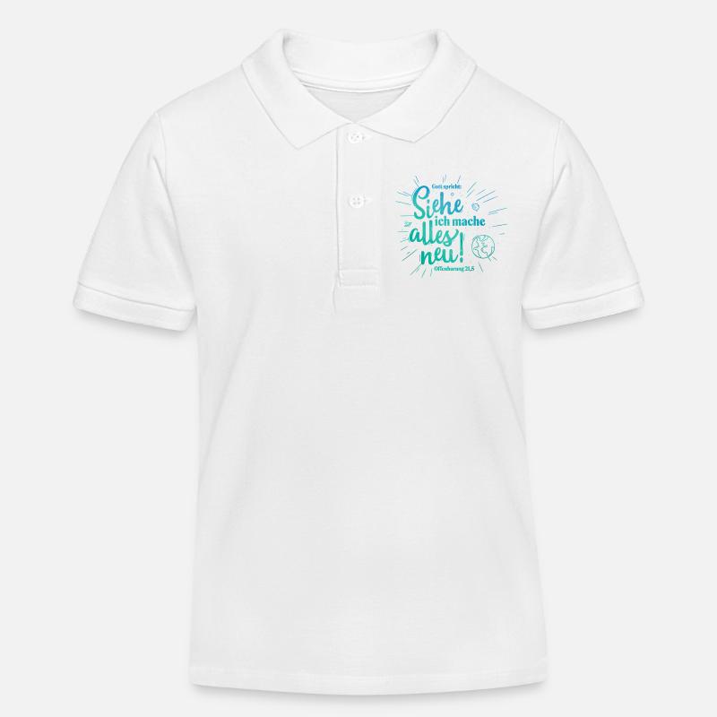 Gott spricht: Alles neu Design - Kinder Organic Poloshirt Mini Sprinter von Stanley/Stella - Weiß