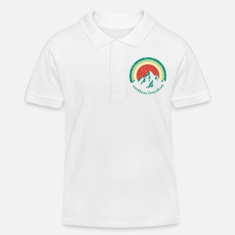 Endless Freedom Mountain Rainbow dans un design rétro - Polo enfant bio Stanley/Stella - blanc