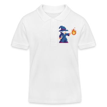 Pixel Wizard und Feuer - Kinder Organic Poloshirt Mini Sprinter von Stanley/Stella - Weiß - Vorne